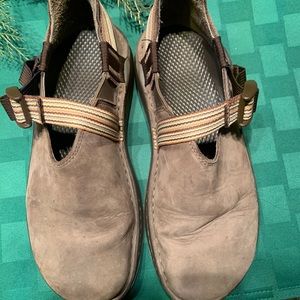 Chacos brown hiking clogs.